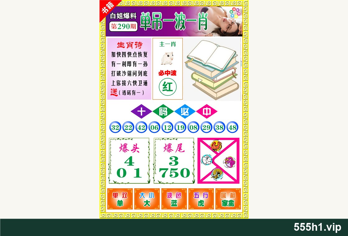 彩色图纸 · 澳门白姐暴肖配图，标注 555h1.vip
